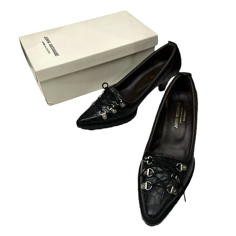 JUNYA WATANABE COMME des GARCONS 05AW クロコ型押しレザーアーモンドトゥマウンテンハイヒールシューズ トレッキング ブーツ パンプス 靴 クツ Archive ジュンヤワタナベ コムデギャルソン レディース