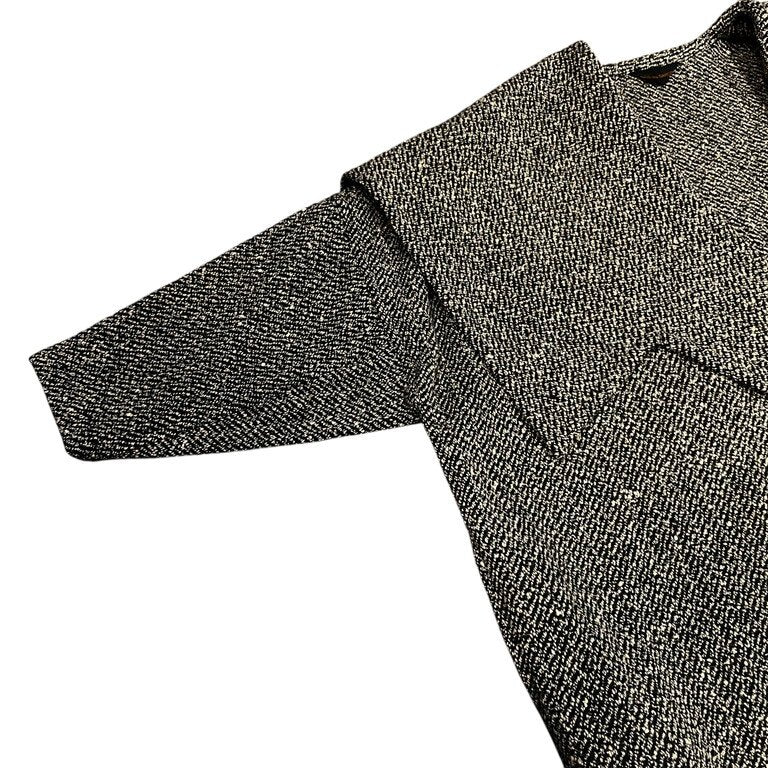 COMME des GARCONS ウールツイード変形襟アシンメトリーボタンレスコート Archive 80s 90s ジャケット ブルゾン アウター コムデギャルソン レディース