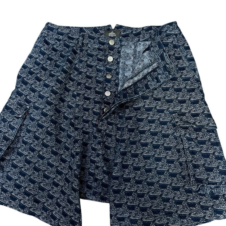 Vivienne Westwood MAN 21SS オーブ柄ジャカードデニムサルエルカーゴハーフパンツ ショート ショーツ ボトムス 総柄 ヴィヴィアンウエストウッド マン メンズ