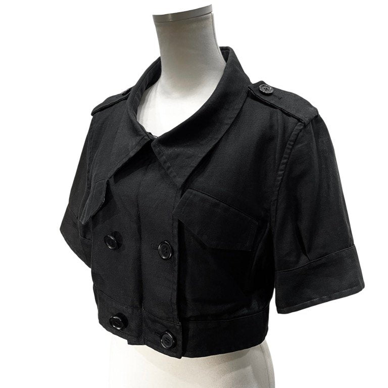 LIMI feu コットンラミーダブルブレストショートジャケット ブルゾン アウター Yohji Yamamoto リミフゥ ヨウジヤマモト レディース