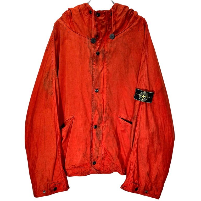 STONE ISLAND 88SS RASO GOMMATO コーティングコットンハイネックフーデッドジャケット Archive 80s 90s 本人期 初期 希少 Green Edge グリーンエッジ ブルゾン コート パーカー アウター Massimo Osti マッシモオスティ ストーンアイランド