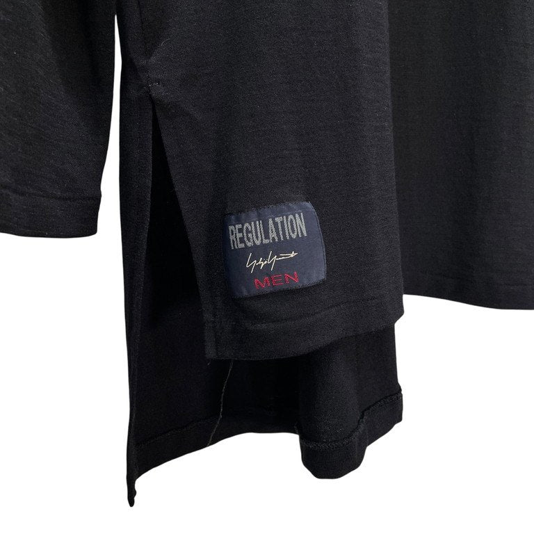 REGULATION Yohji Yamamoto MEN 18AW ウールジャージーカットオフボタンドレープカットソー Tシャツ Tee T-shirt ニット 裁ち切り レギュレーション ヨウジヤマモト メンズ