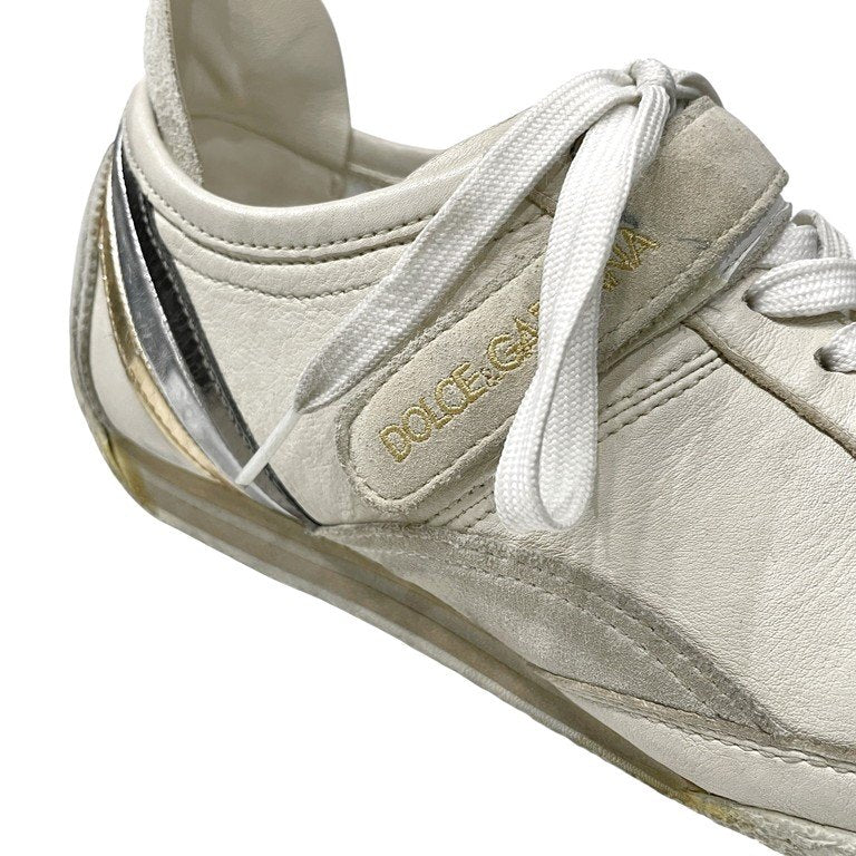 DOLCE&GABBANA スエードカーフレザー切替エナメルラインデザインレースアップベルクロローカットスニーカー シューズ 靴 クツ ベルト D&G 8 27cm ドルチェアンドガッバーナ メンズ