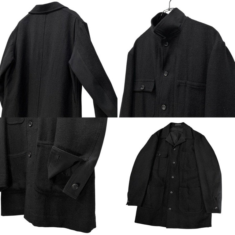 Y's for men リネンウールツイード切替ハーフコート ジャケット ブルゾン アウター Archive Yohji Yamamoto Pour Homme ヨウジヤマモトプールオム ワイズフォーメン メンズ