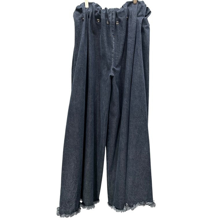 EJ SHEYANG 24SS RUFFLE WAIST SNAP BUTTON TROUSERS ウエストゴムバンドスナップボタンスーパーワイドカットオフフリンジデニムパンツ ボトムス イージェイシェヤン