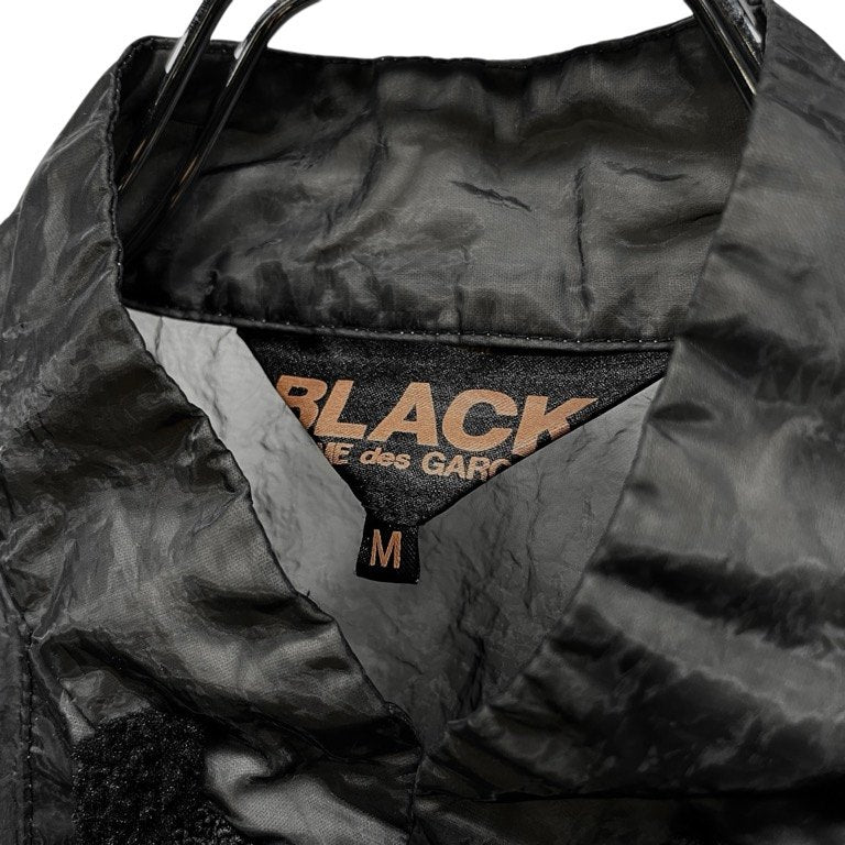 BLACK COMME des GARCONS 20AW ポリエステル皺加工シースルーロングチャイナシャツ ブラウス トップス アウター ジャケット コート ブラック コムデギャルソン メンズ レディース ユニセックス