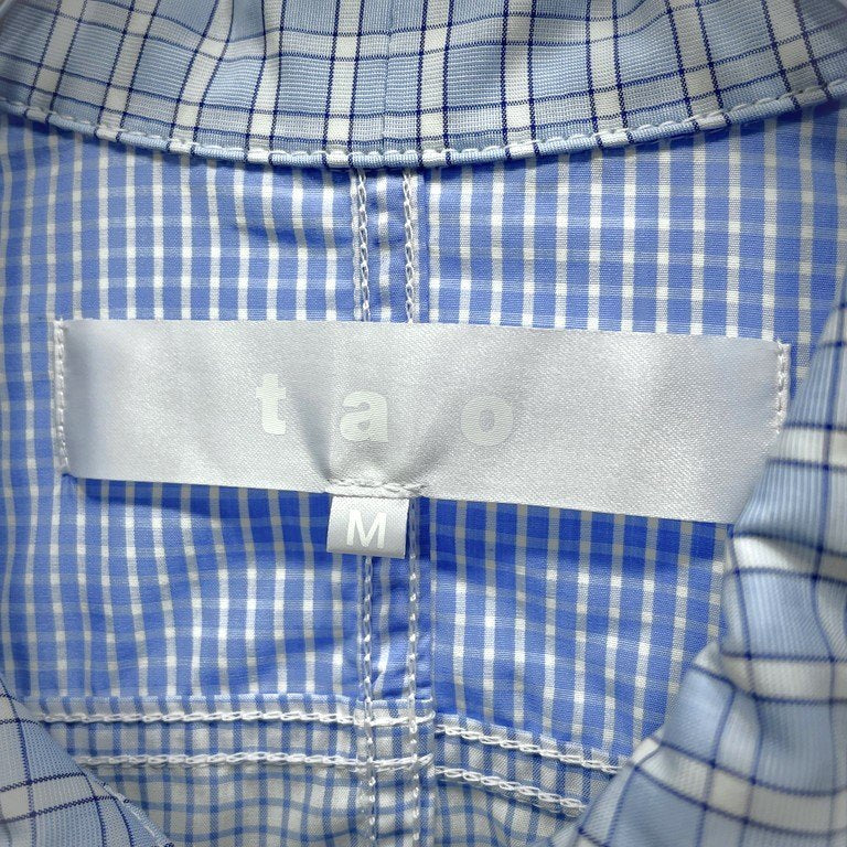 tao COMME des GARCONS 22SS マルチチェック切替丸襟チャイナシャツ ラウンドカラー 釈迦ボタン ブラウス トップス タオ コムデギャルソン レディース