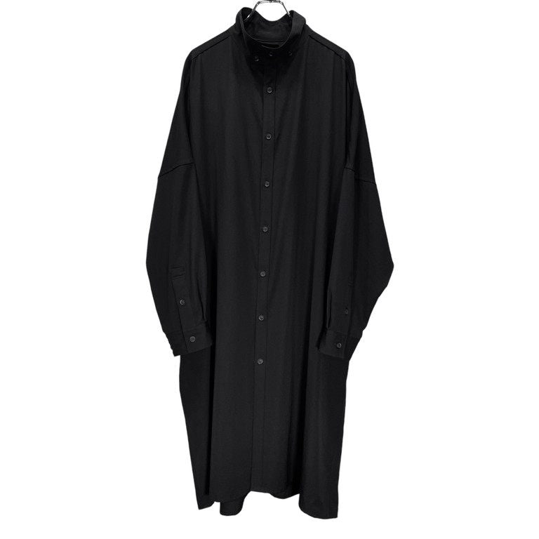 Yohji Yamamoto Pour Homme 19SS ウールギャバジンチンストラップスタンドカラーロングシャツコート W-ロングB ジャケット ブルゾン トップス アウター 定価77,000円 ヨウジヤマモトプールオム メンズ