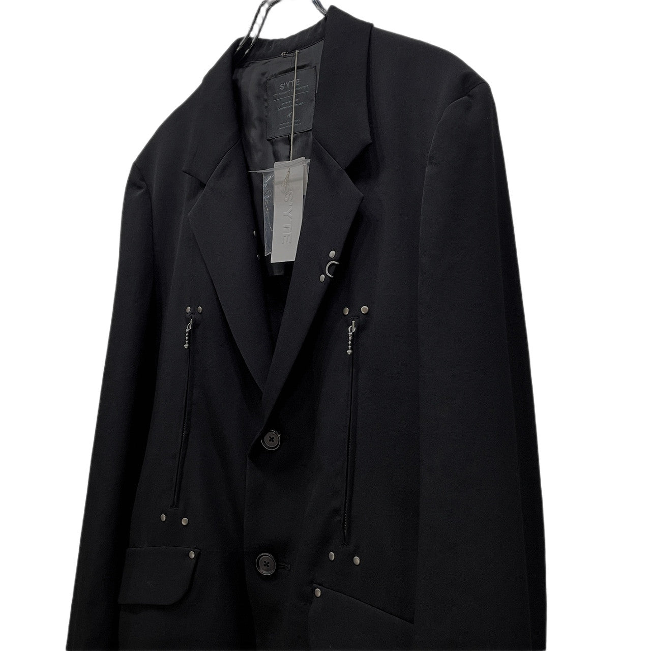 S'YTE Yohji Yamamoto ウールギャバジンスタッズジップデザイン2Bテーラードジャケット ブレザー ブルゾン コート アウター 未使用タグ付き サイト ヨウジヤマモト メンズ