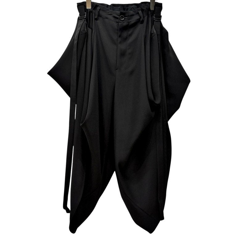 LIMI feu 25AW DOUBLE SATIN PANTS WITH D-RINGS ポリエステルダブルサテンボンテージパンツ サイドベルト ボトムス 定価70,400円 LL-P21-910 Yohji Yamamoto Femme ヨウジヤマモトファム リミフゥ レディース