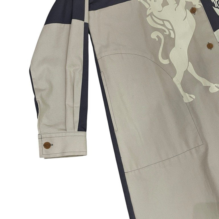 Vivienne Westwood RED LABEL 21SS ライトキャンバスオーブプリントパネル切り替えステンカラーロングコート ジャケット ブルゾン アウター シャツ トップス ヴィヴィアンウエストウッド レッドレーベル レディース