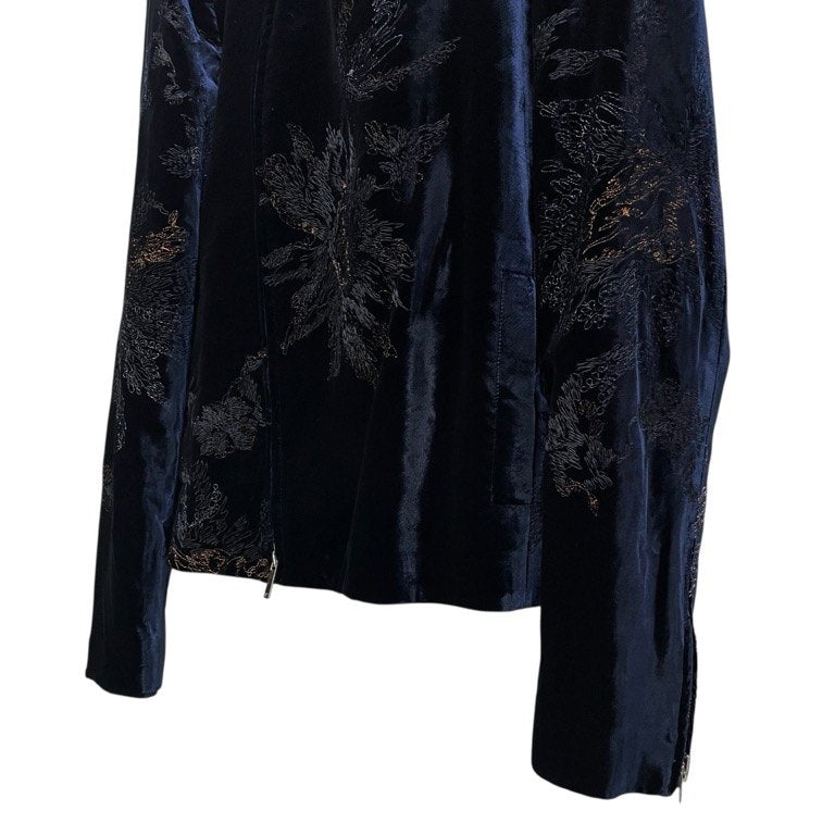 EMPORIO ARMANI 18AW ベルベット総柄刺繍ジップアップノーカラージャケット ブルゾン アウター Archive エンポリオアルマーニ メンズ