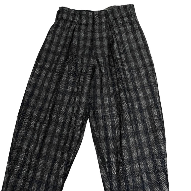 Y's for men ウールツイードブロックチェックワイドテーパードパンツ Archive 70s 80s 初期 Yohji Yamamoto Pour Homme
