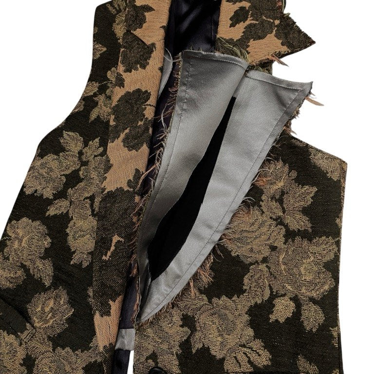 if six was nine ダブルフェイスフラワージャカードアシンメトリーベスト カットオフ ノースリーブ ジャケット アウター 花柄 イフシックスワズナイン メンズ