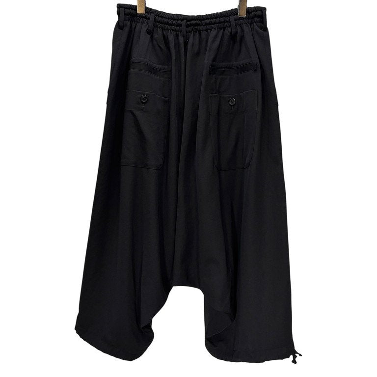Yohji Yamamoto Femme 13SS ウールギャバジンワイドサルエルイージーバルーンパンツ 裁ち切り カットオフ ドローストリング ヨウジヤマモト レディース メンズ ユニセックス