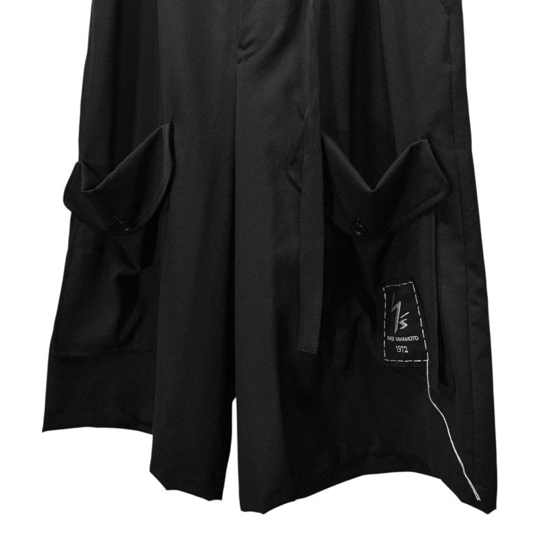 Y's 18SS ウールギャバジンロゴ刺繍パッチベルテッドサルエルカーゴパンツ ボトムス 未使用タグ付き 定価72,600円 Yohji Yamamoto Femme ヨウジヤマモトファム ワイズ レディース メンズ ユニセックス