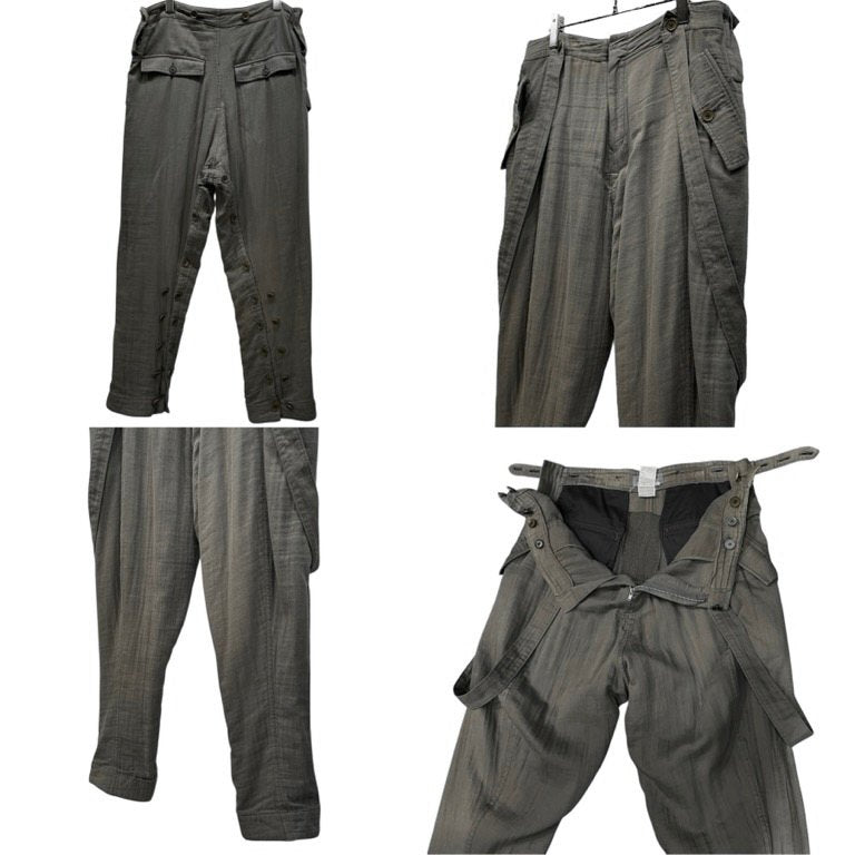 Yohji Yamamoto Pour Homme 08SS コットンガーゼサスペンダージョッパーズパンツ Archive 敗残兵期 多釦 ボトムス ミリタリー アーミー ヨウジヤマモトプールオム メンズ