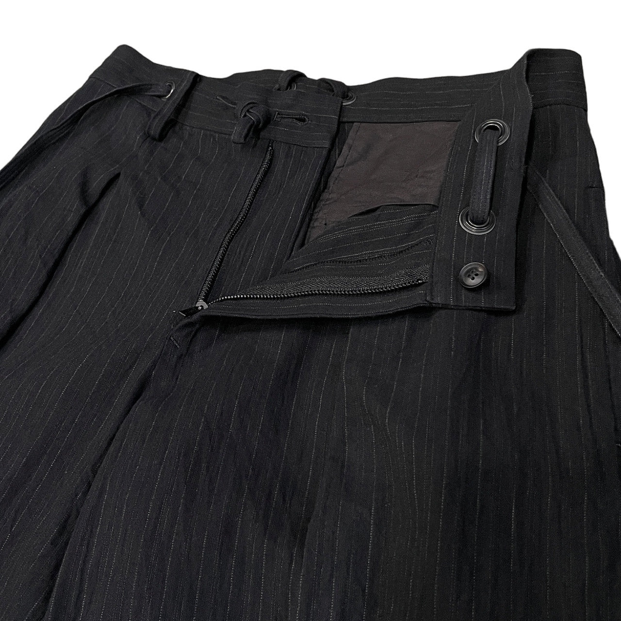 REGULATION Yohji Yamamoto ピンストライプコットンサスペンダーバルーンパンツ ボトムス レギュレーション ヨウジヤマモト レディース