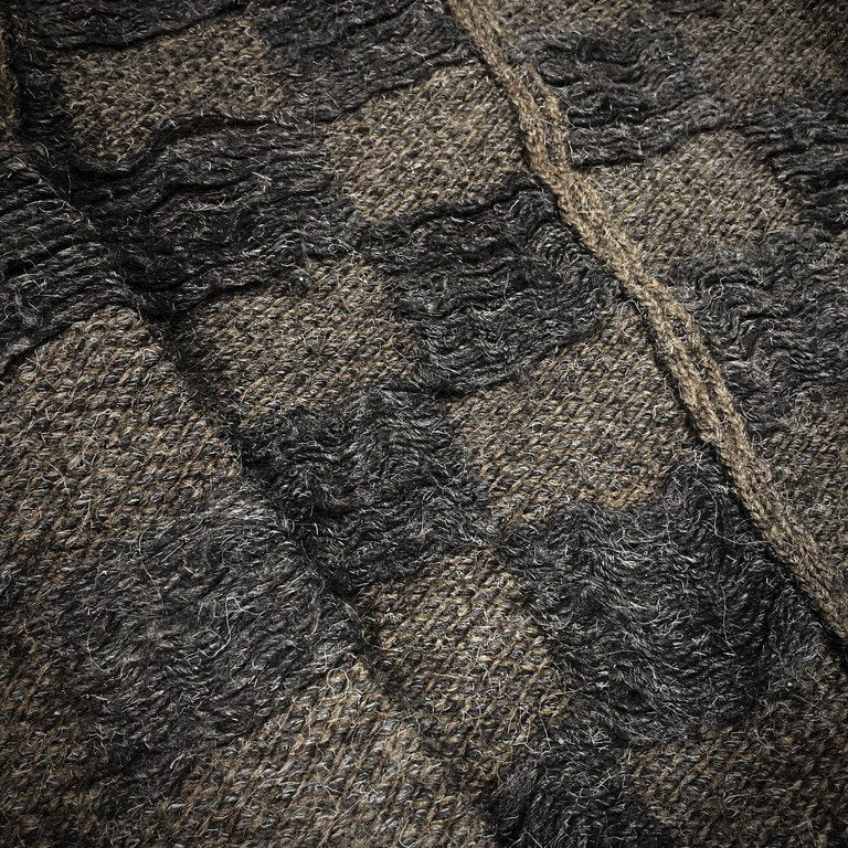 Yohji Yamamoto Femme 82AW アシンメトリーハイネックブロックチェック編みニットセーター Archive 1982 Autumn Winter 80s 90s ボロルック 最初期 超希少 柄 トップス ヨウジヤマモトファム ワイズ レディース