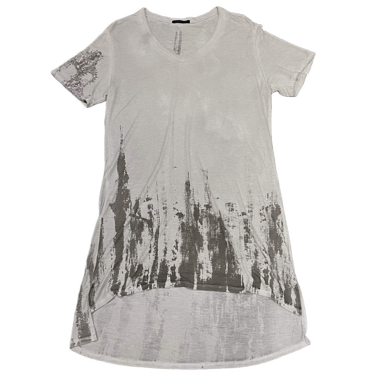 KMRii グラフィックプリントVネックモダールロングカットソー Tシャツ Tee T-shirt トップス Y2K ケムリ メンズ