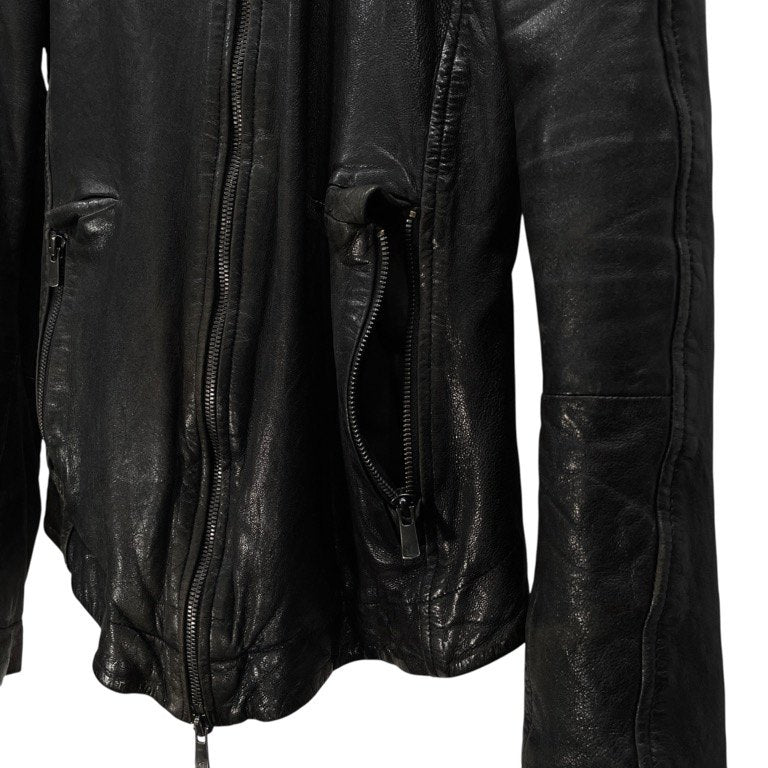 LEON LOUIS 16AW SMALL COLLAR LEATHER JACKET ハイネックラムレザージャケット ブルゾン コート アウター レオンルイス メンズ