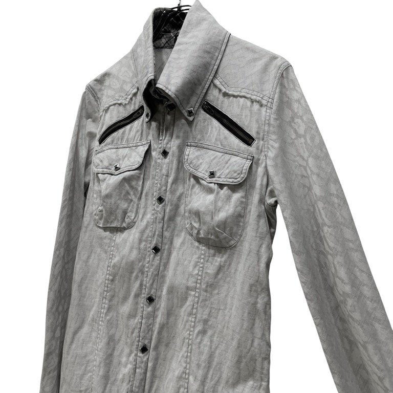 L.G.B. デタッチャブルカラーマルチボタンカットオフレオパードウエスタンシャツ ブラウス トップス 総柄 チェック ルグランブルー メンズ