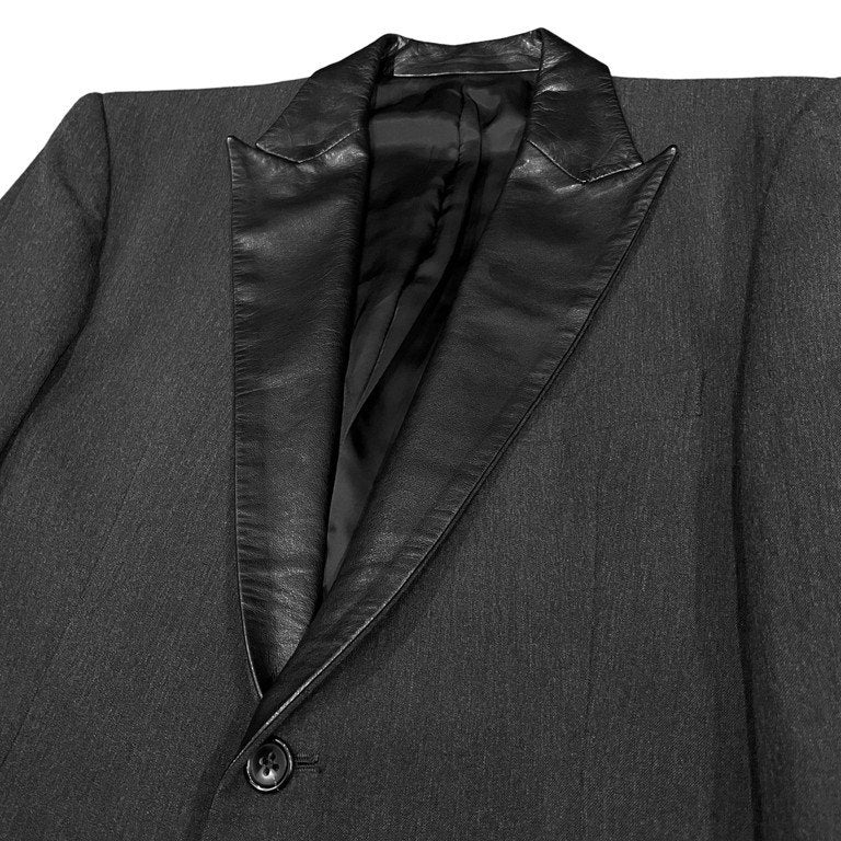 5351 POUR LES HOMMES レザーピークドラペルチェスターフィールドコート Archive 90s ロングジャケット