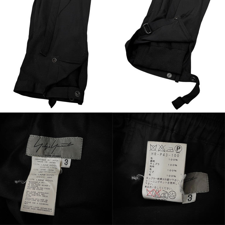 Yohji Yamamoto Pour Homme 16AW ウールギャバジン裾リブバンデージパンツ LOOK15 HR-P43-100 パラシュート ベルト ボトムス Archive ヨウジヤマモトプールオム メンズ