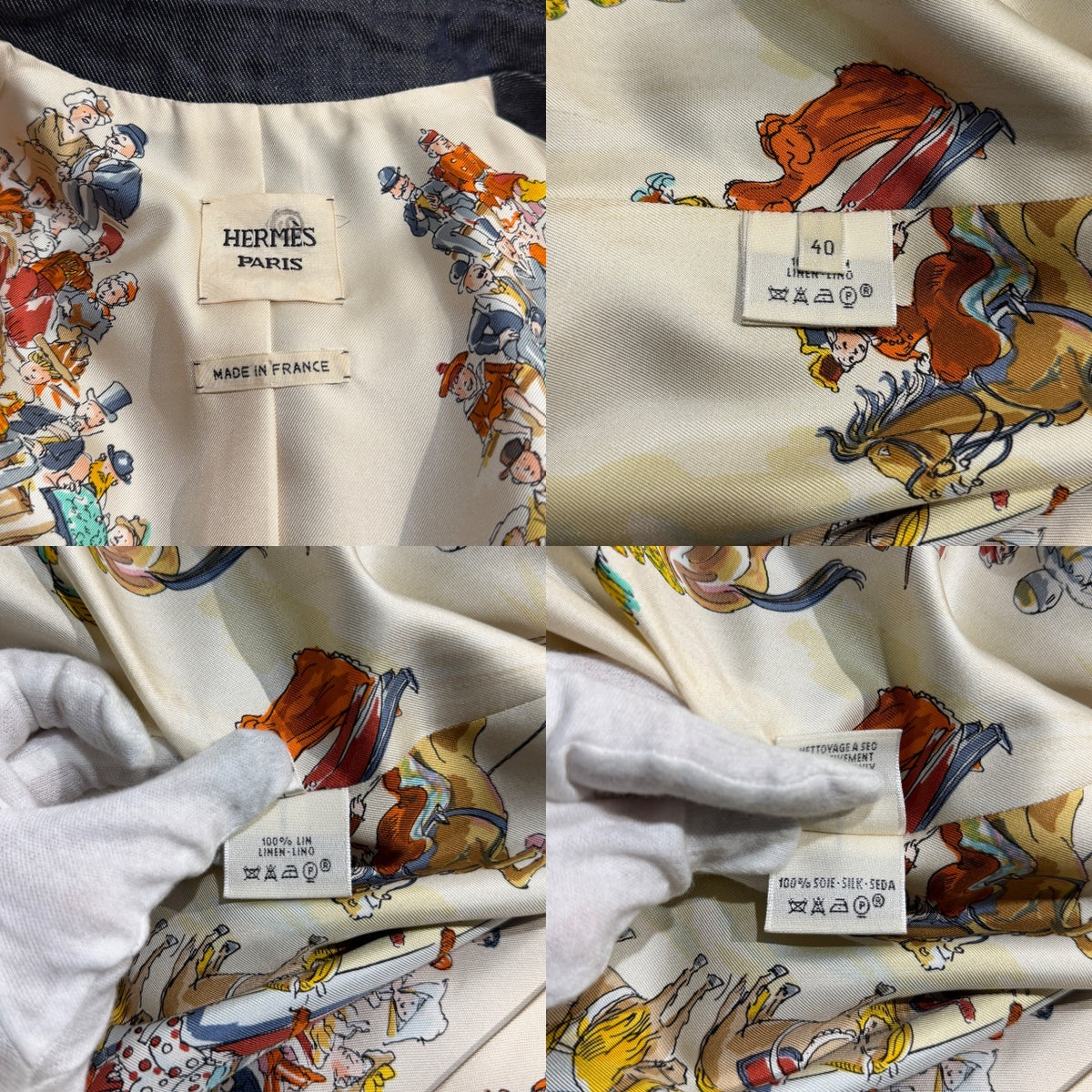 HERMES Hermes Linen Denim Pea Coat 40