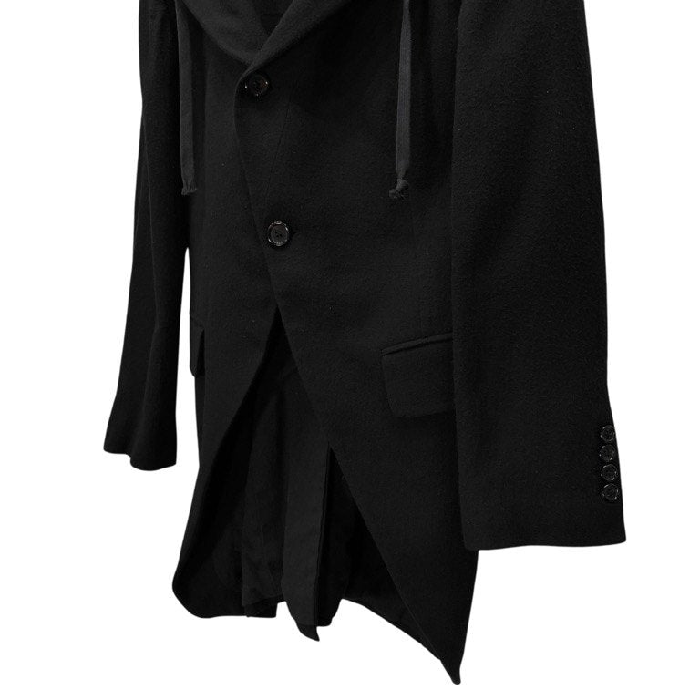 ANN DEMEULEMEESTER ウールフランネル3B燕尾フーデッドロングテーラードジャケット ブレザー ブルゾン コート アウター Archive アンドゥムルメステール メンズ
