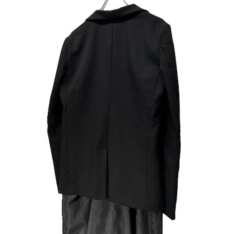 BLACK COMME des GARCONS 18AW ストライプタフタカットオフレイヤードポリエステル縮絨テーラードジャケット ブレザー ブルゾン コート アウター ブラック コムデギャルソン メンズ レディース ユニセックス