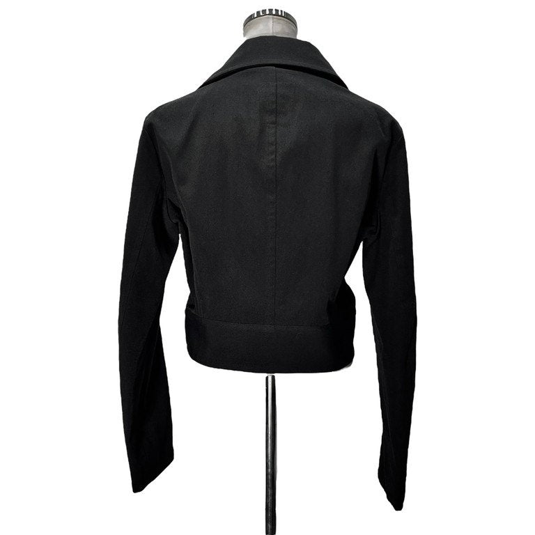 LIMI feu ウールサージショートダブルライダースジャケット ブルゾン コート アウター Yohji Yamamoto リミフゥ ヨウジヤマモト レディース