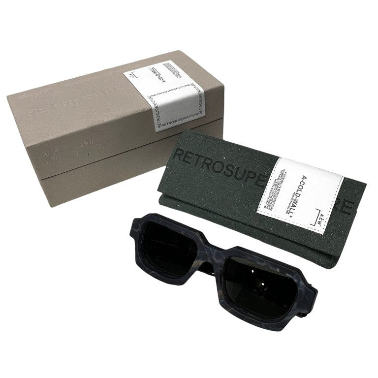 A-COLD-WALL × RETROSUPERFUTURE OX6 CARO ブラックマーブルフレームスクエアサングラス 眼鏡 メガネ アイウェア UVプロテクション ACW 服飾雑貨 ア コールドウォール レトロスーパーフューチャー メンズ レディース ユニセックス