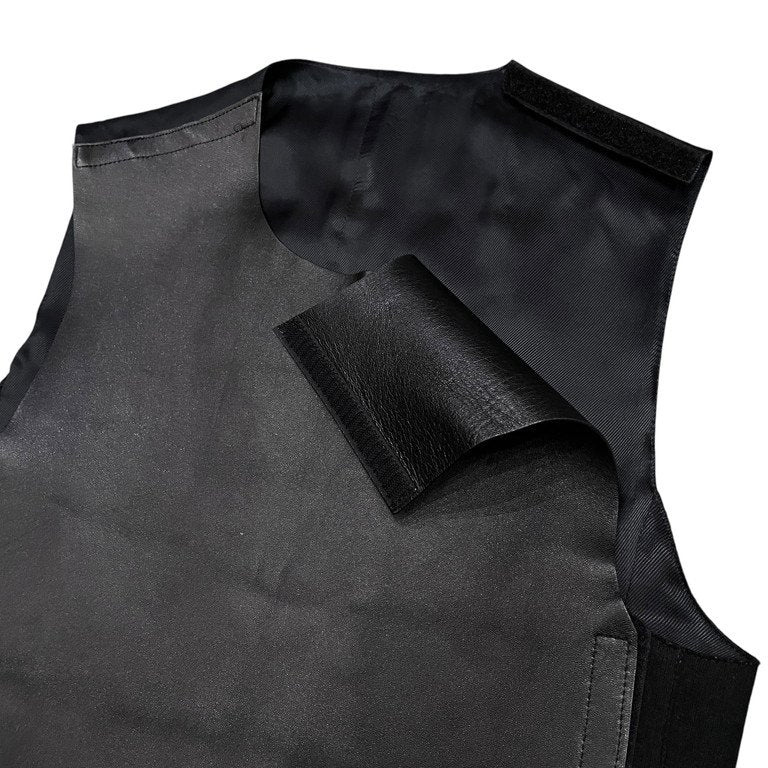 Neil Barrett フロントレザーベルクロオープンノーカラーベスト ノースリーブ ジャケット ジレ コート ブルゾン アウター SLIM FIT ニールバレット メンズ