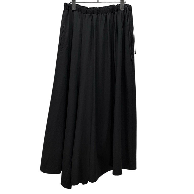 Yohji Yamamoto +NOIR 17SS ウールギャバジンアシンメトリーデザインスーパーワイドイージーパンツ ウエストゴム ドローストリング ボトムス Femme ヨウジヤマモト プリュスノアール レディース