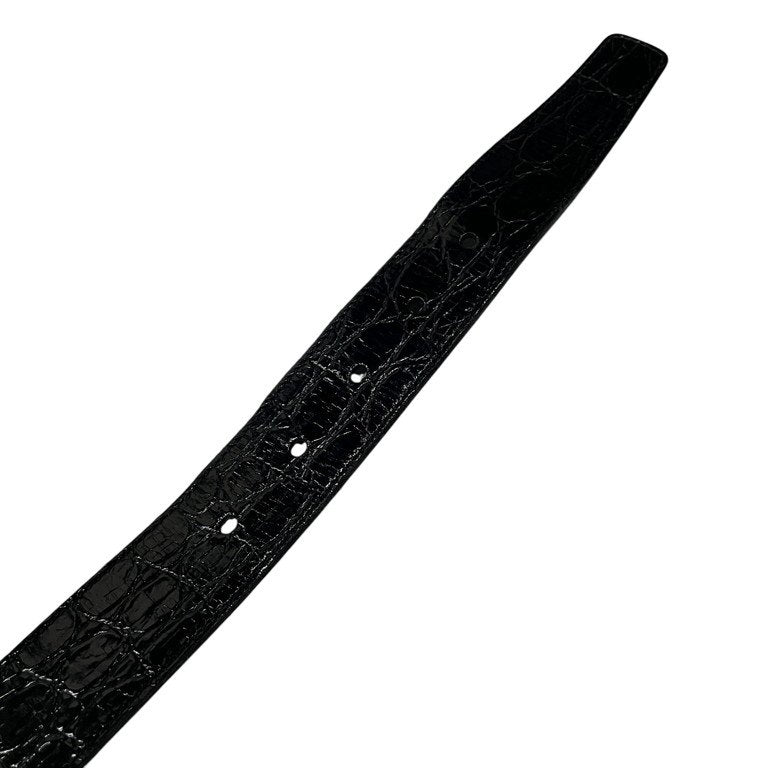 SAINT LAURENT PARIS 21AW 22SS ゴールドオーバルバックルクロコエンボスレザーベルト 75 型押し 革 服飾小物 GRZ669889 サンローランパリ メンズ レディース ユニセックス