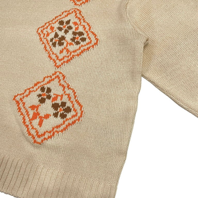 KAPITAL 24SS フローラル刺繍コットンクルーネックニット トップス セーター オーバーサイズ ビックシルエット K2402KN008 ベージュ コットン アクリル 日本製 メンズ レディース ユニセックス
