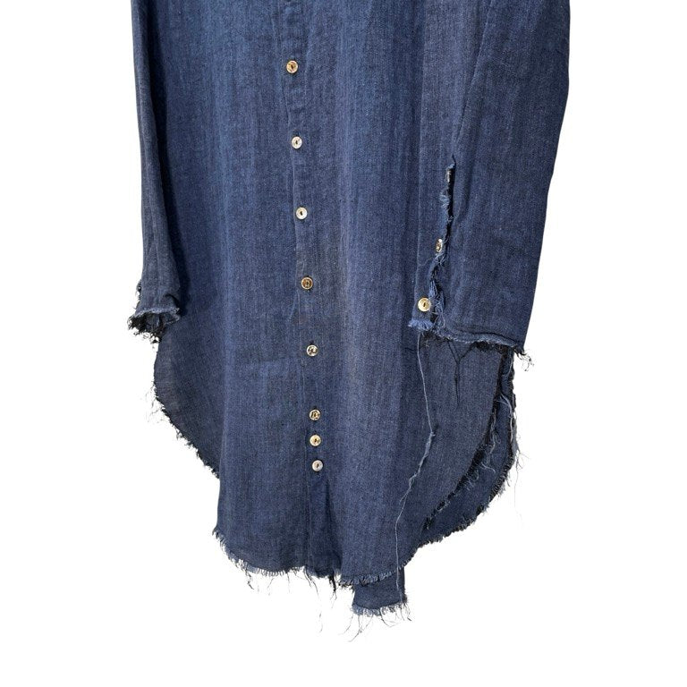 MARC POINT リネンカットオフラウンドロングシャツ ブラウス トップス マークポイント メンズ