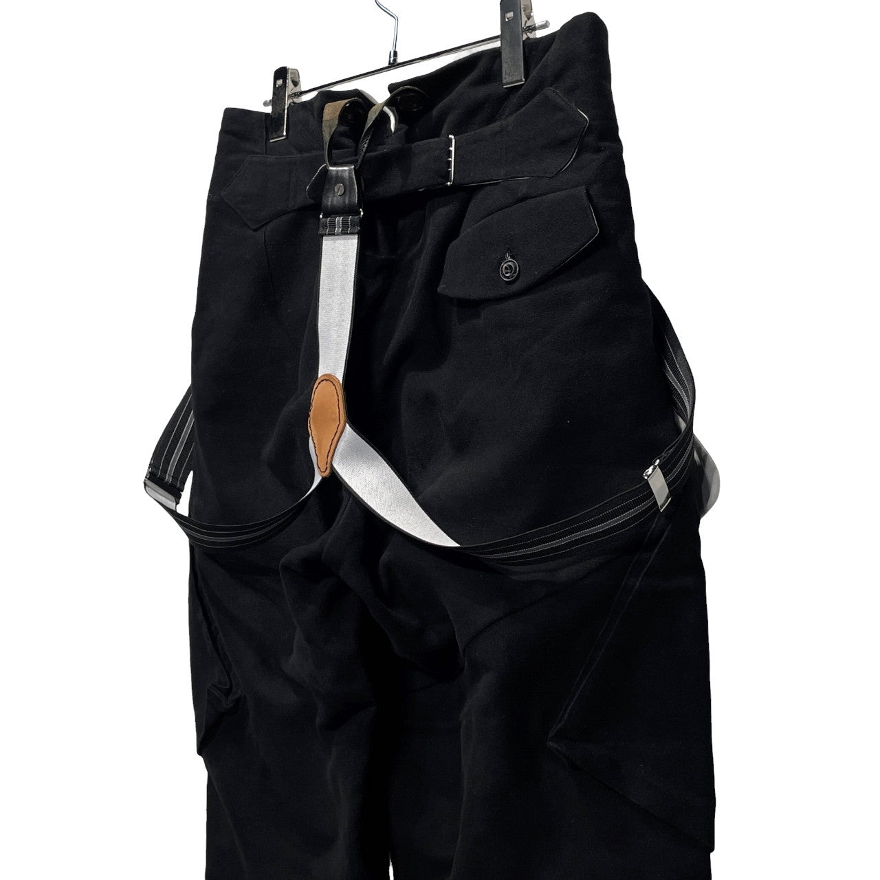 JOHN ALEXANDER SKELTON 20AW CVIII コットンフランネルサスペンダー付ミリタリートラウザーズパンツ カーゴ ボトムス モールスキン シンチバック ジョンアレキサンダースケルトン メンズ
