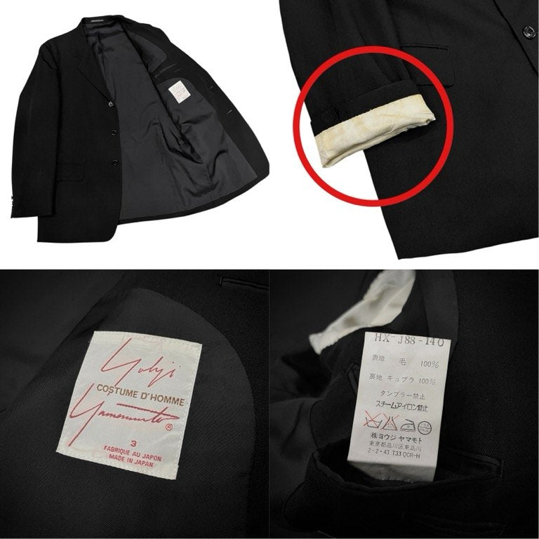 Yohji Yamamoto COSTUME D’HOMME ウールギャバジンセットアップスーツ テーラードジャケット パンツ スラックス トラウザーズ Pour Homme ヨウジヤマモト コスチュームドオム プールオム ワイズフォーメン メンズ
