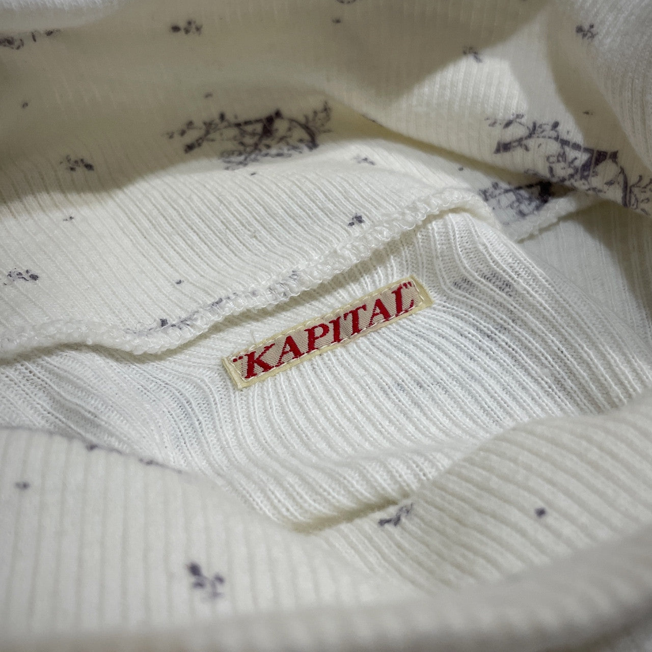 KAPITAL アンカープリントラグランスリーブボトルネックカットソー Tシャツ Tee T-shirt トップス ハイネック 錨 総柄 指貫 Archive キャピタル メンズ レディース ユニセックス