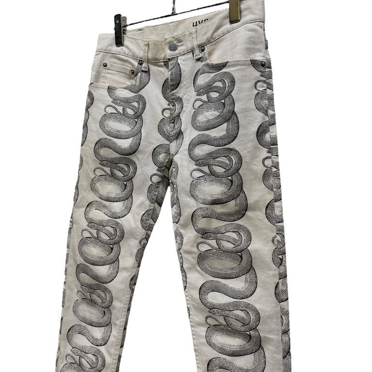 HYSTERIC GLAMOUR SNAKE LOOP スネークループプリントストレッチホワイトスキニーパンツ KINKY ウミヘビ Archive 28 ボトムス ヒステリックグラマー メンズ レディース ユニセックス