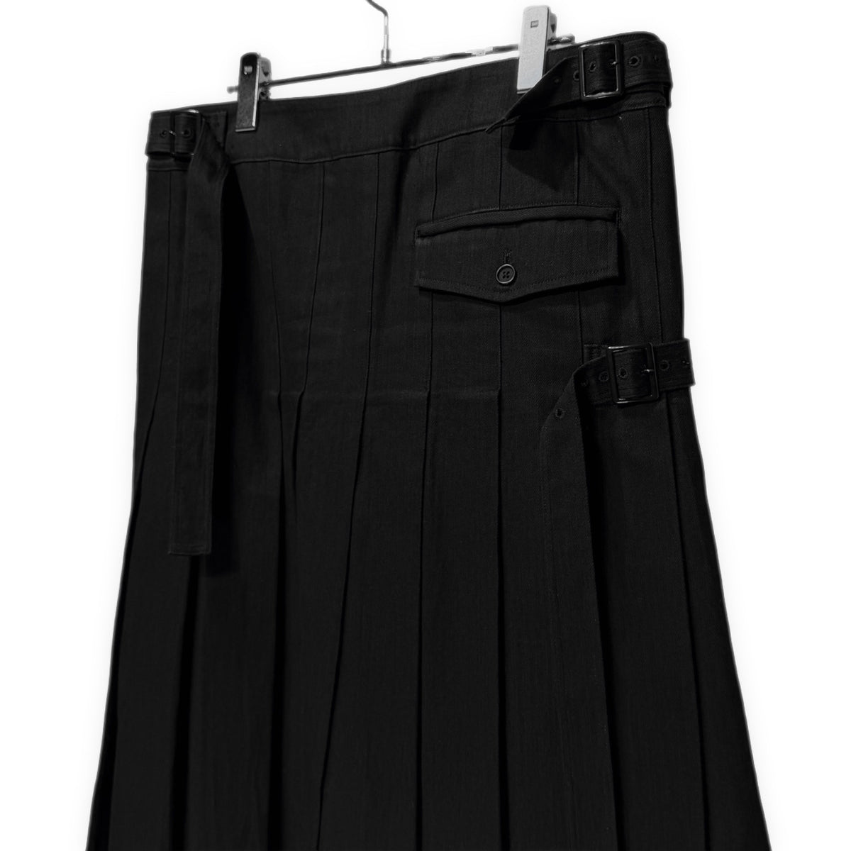 Yohji Yamamoto Pour Homme 16AW ブラックデニム手織りプリーツキルトスカート 巻き ボトムス パンツ Archive ヨウジヤマモトプールオム メンズ