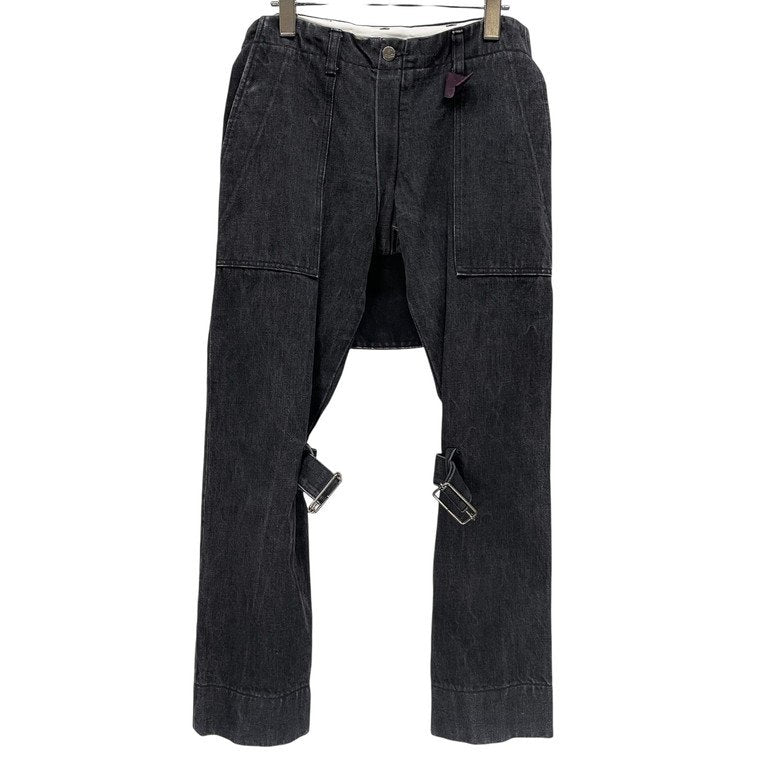 Vivienne Westwood MAN ブラックデニムバムフラップボンテージパンツ Archive ボトムス ジップ ヴィヴィアンウエストウッド マン メンズ