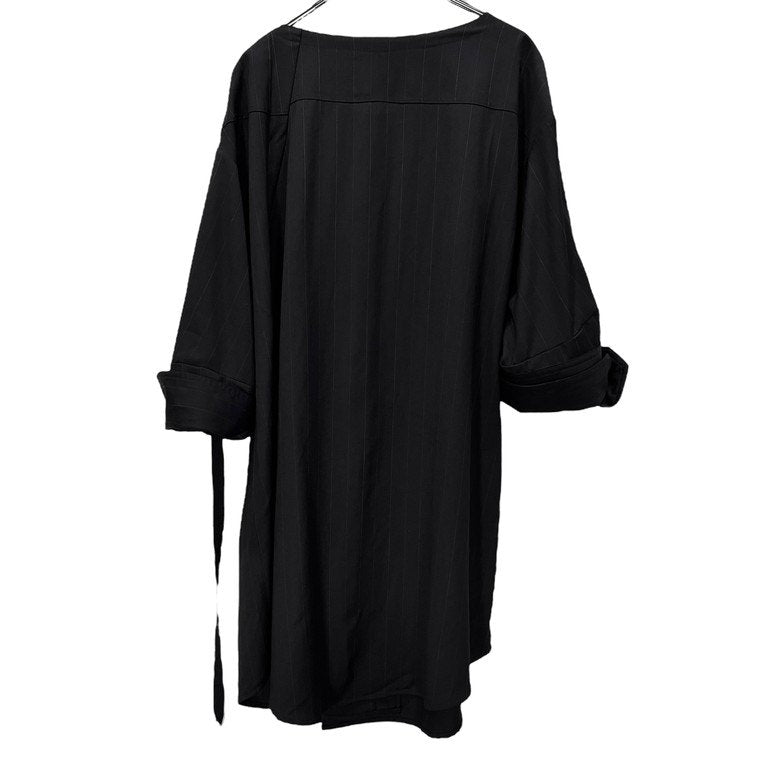 MARINA YEE MY Dress Shirt ウールギャバジンピンストライプカフスリボンノーカラー折り紙シャツ ブラウス トップス Archive Antwerp 6 アントワープ マリナイー