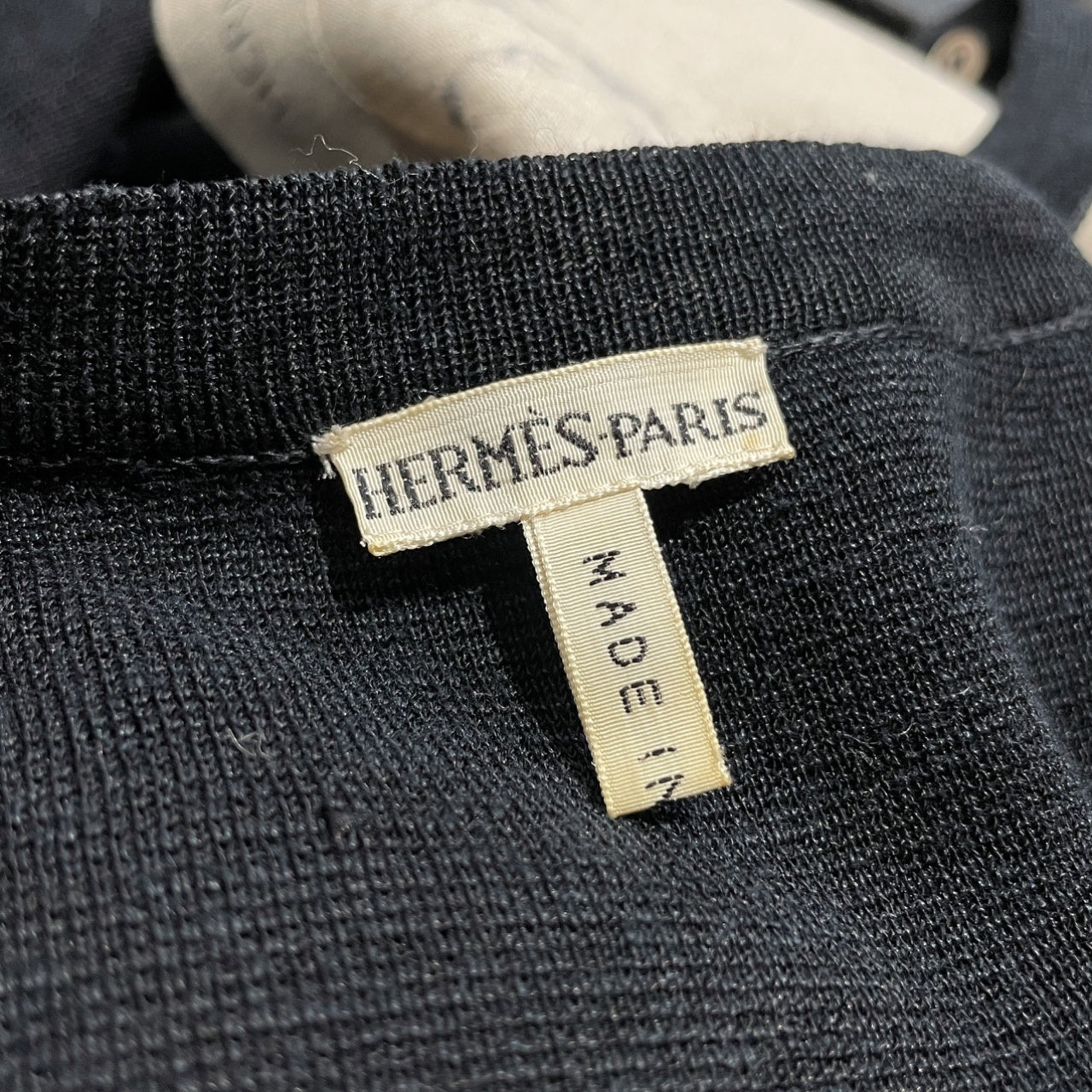 HERMES HERMES リネン切り替えニットカーディガン