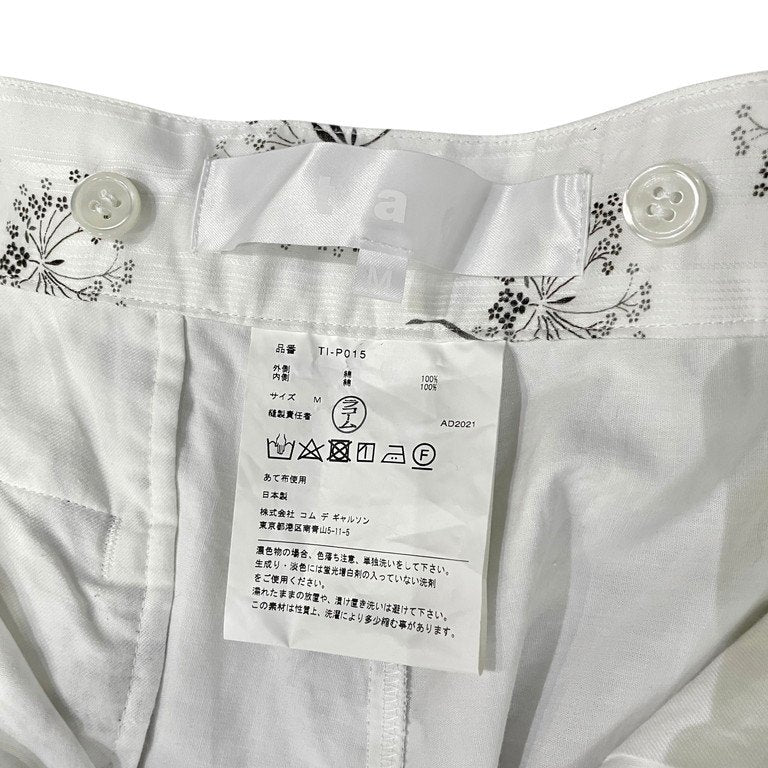tao COMME des GARCONS 22SS フラワープリントレースヘムサスペンダーストライプワイドパンツ 花柄 総柄 サロペット タオ コムデギャルソン レディース