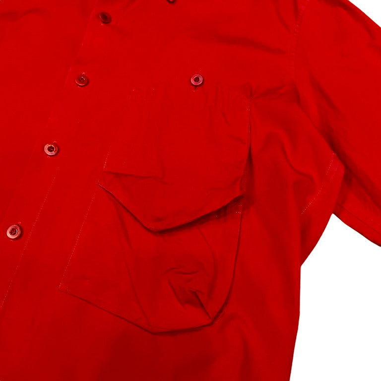 Yohji Yamamoto Pour Homme コットンブロード変形ダブルポケットスクエアカットシャツ Archive 赤 レッド ブラウス トップス ヨウジヤマモトプールオム メンズ