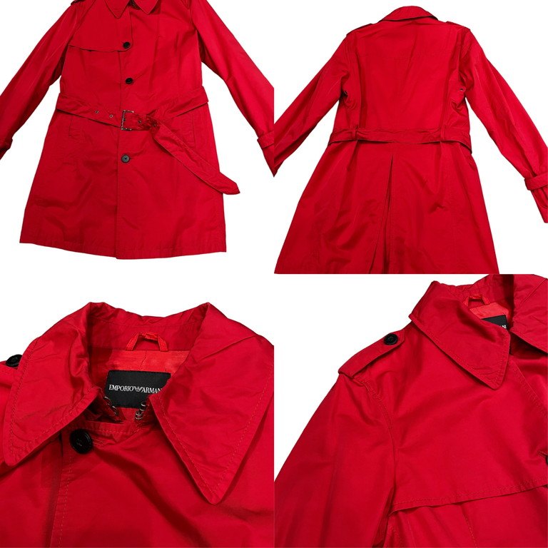 EMPORIO ARMANI コットンナイロンロクヨンクロスベルテッドトレンチコート Archive 90s 00s GIORGIO ARMANI
