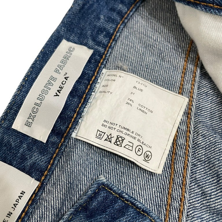 YAECA コットンリネンワイドストレートセルビッチデニムパンツ WIDE STRAIGHT DENIM 13-11U ボトム size 31 赤耳 ライトオンス ヤエカ メンズ レディース ユニセックス